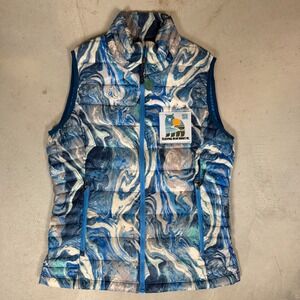 Patagonia Womens Down Sweater Vest Blue Marble Swirl Sleeping Bear Dunes Small